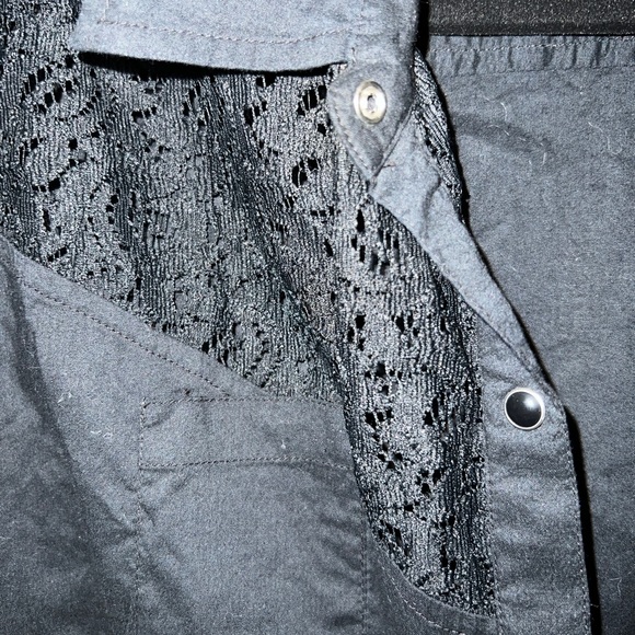 Nine West black and lace western style shirt dress with metal snaps size XL - Picture 4 of 6